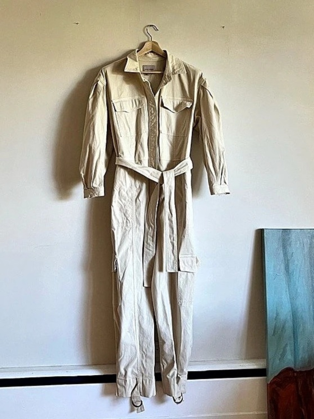 Banana Republic Utility Jumpsuit in Cream Size Large Like New